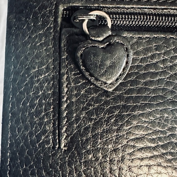 Brighton Elegant Black and Brown Croc-Embossed silver heart crossbody - Picture 3 of 9